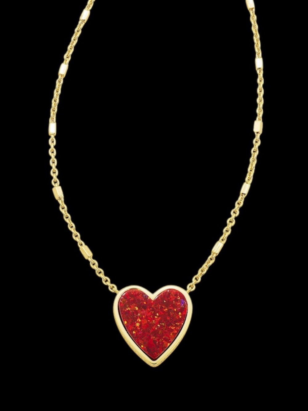 Kendra Scott Heart Red Kyocera Opal Gold Pendant Necklace